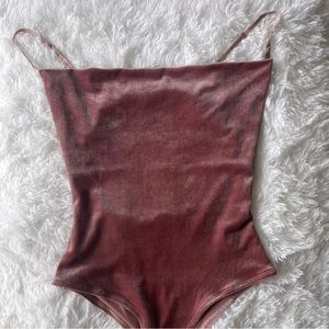 Fashion Nova "Cowl Play Velvet Bodysuit" Mauve | S